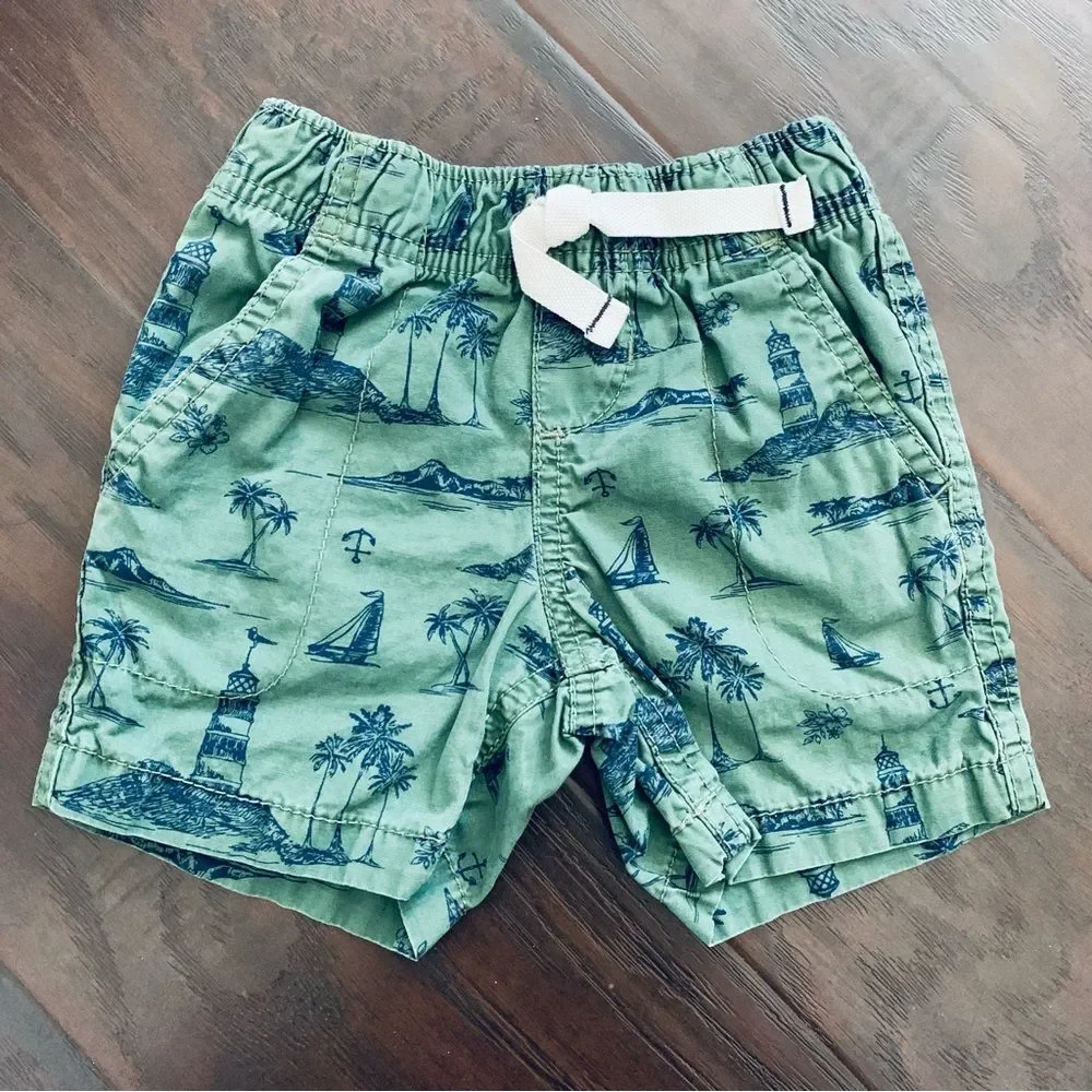 Carter's Baby Boy Cute Hawaiian/Beachy Pull-On Knit Shorts | Size: 18m.